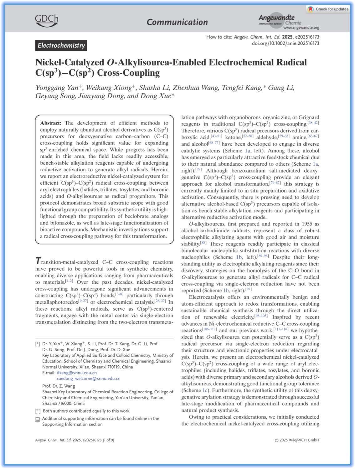绿色催化与合成团队在学术期刊Angew. Chem. Int. Ed.上发表研究成果（2025-10-5）