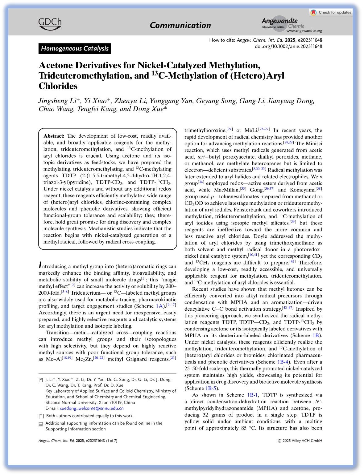 绿色催化与合成团队在学术期刊Angew. Chem. Int. Ed上发表研究成果（2025-7-10）