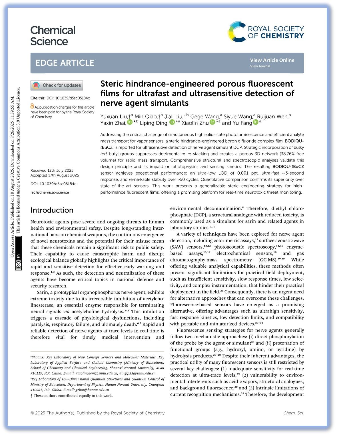 朱晓林副研究员在学术期刊Chem. Sci.上发表研究成果（2025-9-12）